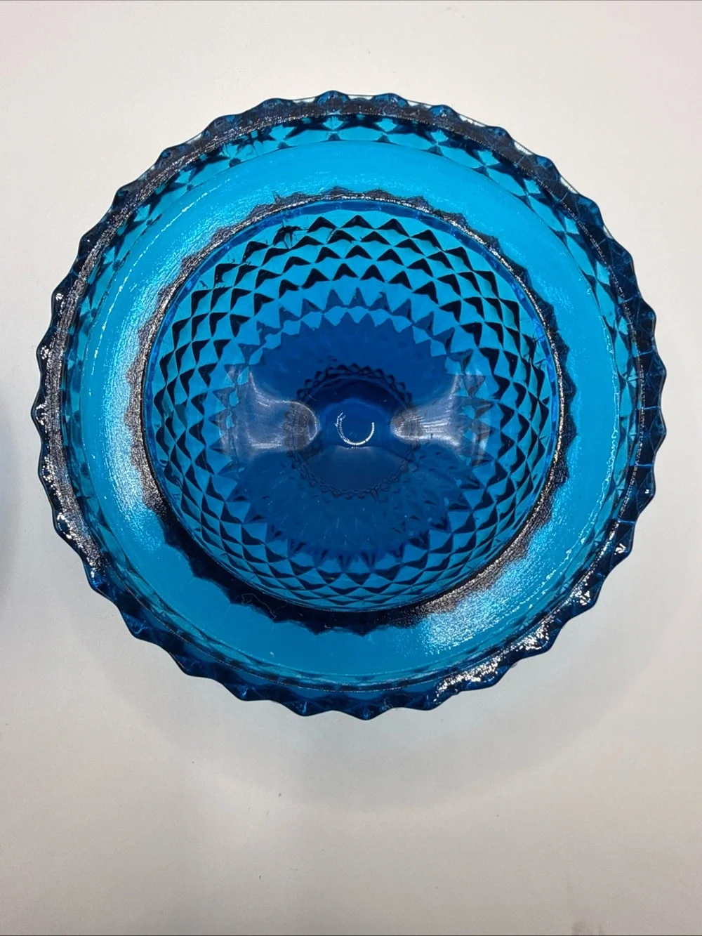 Vintage Viking Diamond Point Cobalt Blue Blunique Fairy Lamp (MINT)